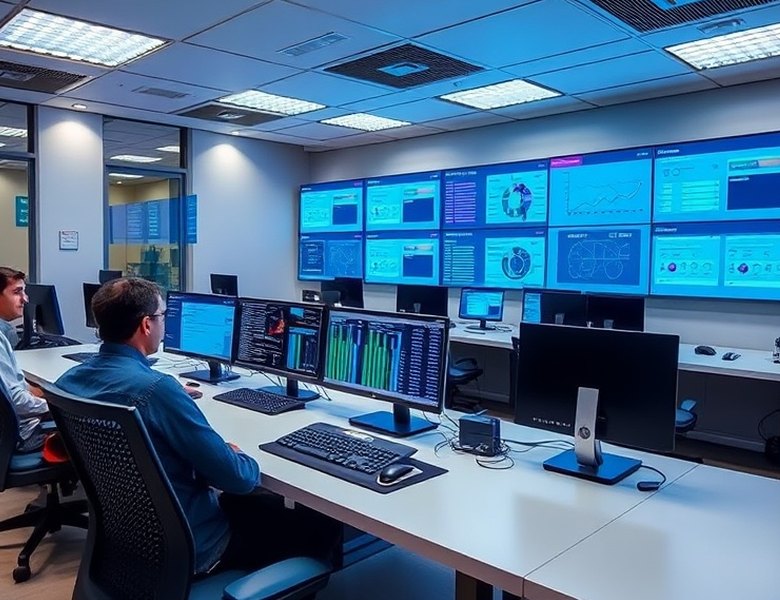 Especialista revisando la lectora de tarjetas de un terminal